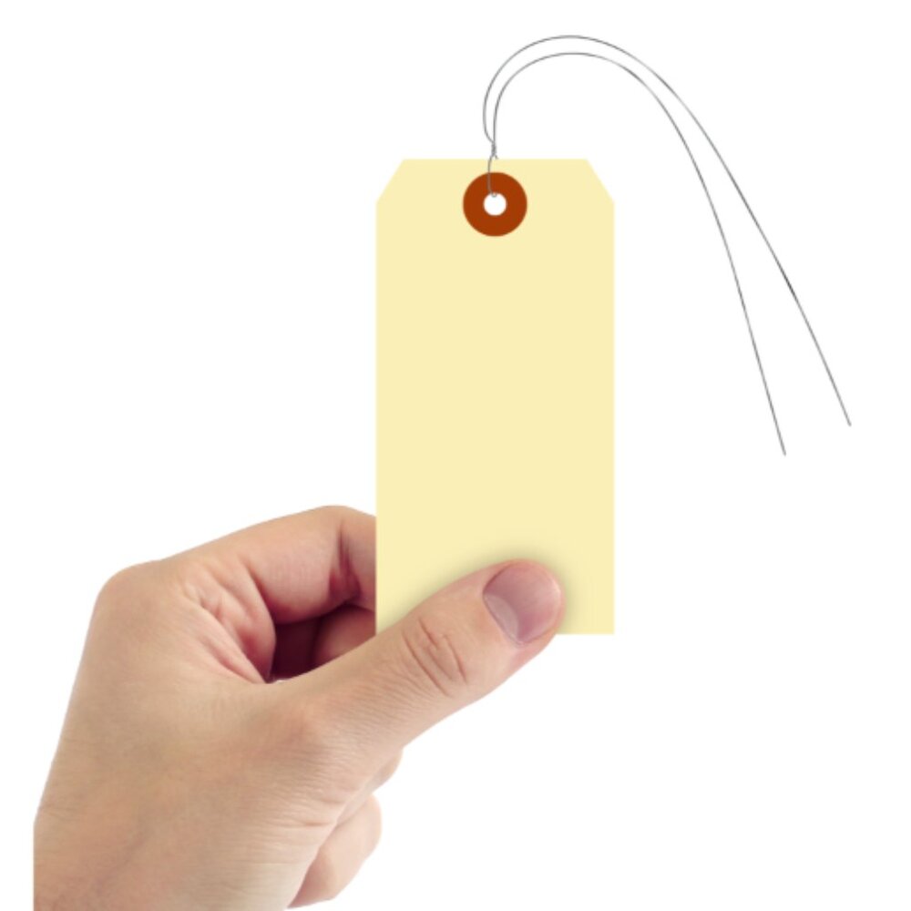 WIRED INVENTORY TAGS #5 Manilla Cardstock Hanging Tag 100 Pk 4-3/4" x 2-3/8" New